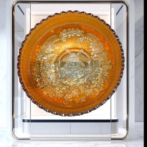 Imperial Glass Antique Iridescent Marigold Windmill & Flowers Scalloped Bowl